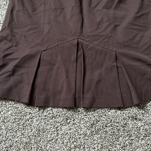 Loft Brown Pleated Back Knee Length Skirt with Button Feint Design - Picture 3 of 7